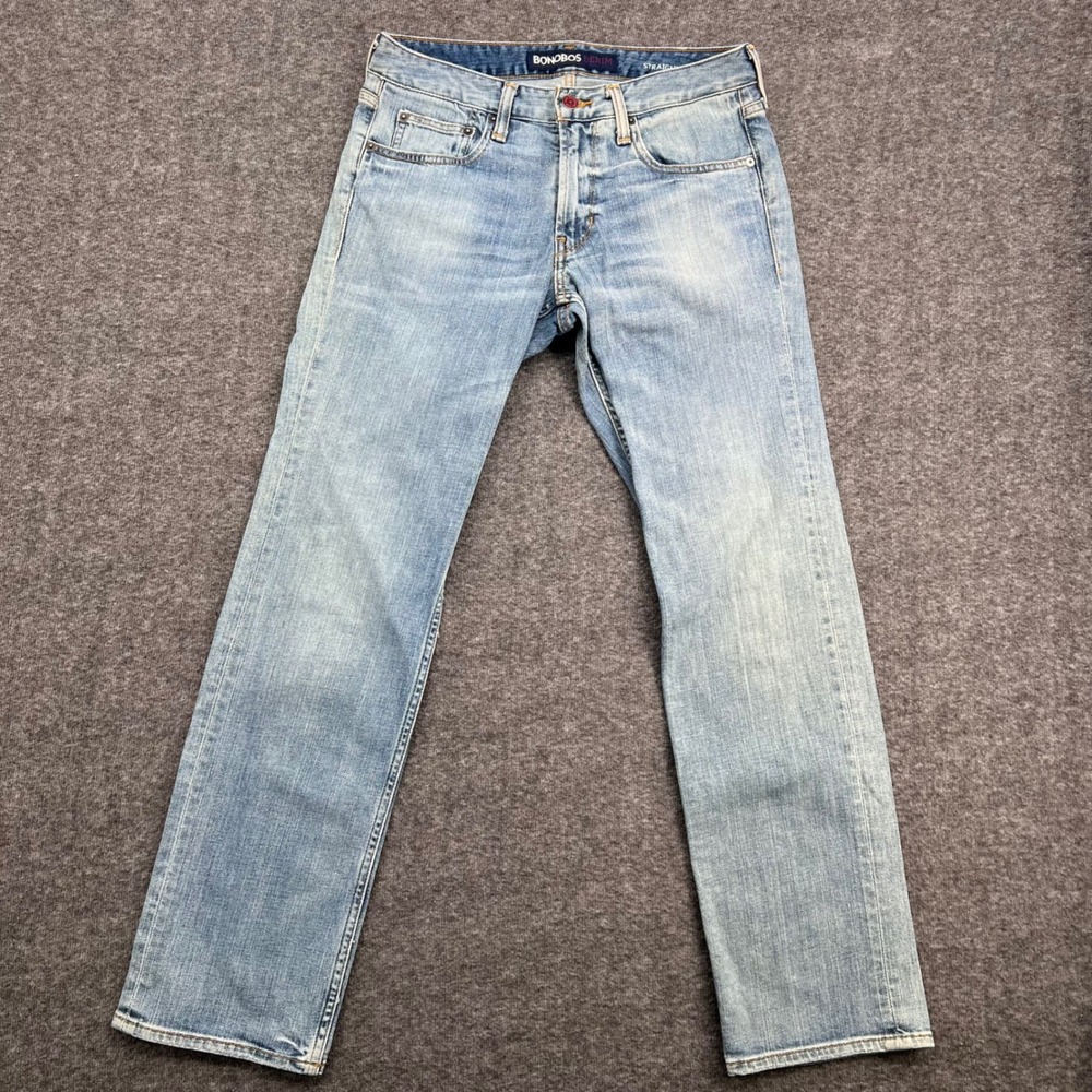 Bonobos‎ Straight Leg Denim Jeans Light Wash Blue 30x30 Mens Pants